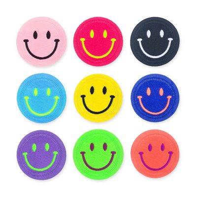 hotx【DT】 9pcs/Lot Cartoon round smiling face knitted fabric label embroidery decorative accessories candy fashion patch