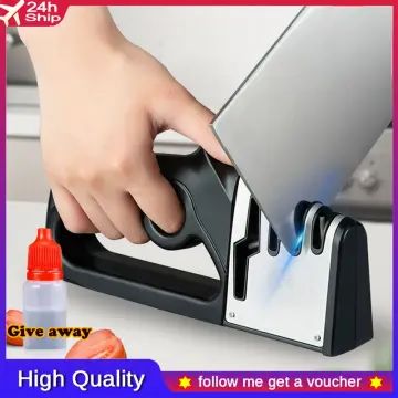 Knife Sharpener 4 in 1 Diamond Coated&Fine Rod Knife Shears and Scissors  Sharpening stone System Stainless Steel Blades