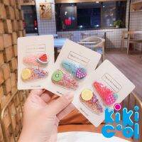 Kids Girls Hair Clip Clear Quicksand Sweet Hairpin Summer Fruit Design Hairgrip