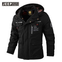 JEEP SPIRIT เสื้อแจ็กเก็ตผู้ชายอินเทรนด์กลางแจ้งกันน้ำแจ็คเก็ตมีฮู้ดฤดูใบไม้ผลิและฤดูใบไม้ร่วงเสื้อแจ็คเก็ตลำลองTH