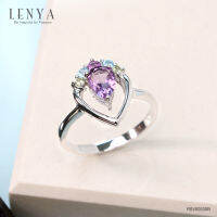 Lenya Jewelry แหวนเงินแท้ 925 ประดับอัญมณีแท้ เม็ดโต ดีไซน์สุดคลาสิค เหมาะสำหรับสวมใส่กับเสื้อผ้าทุกชุดทุกสไตล์