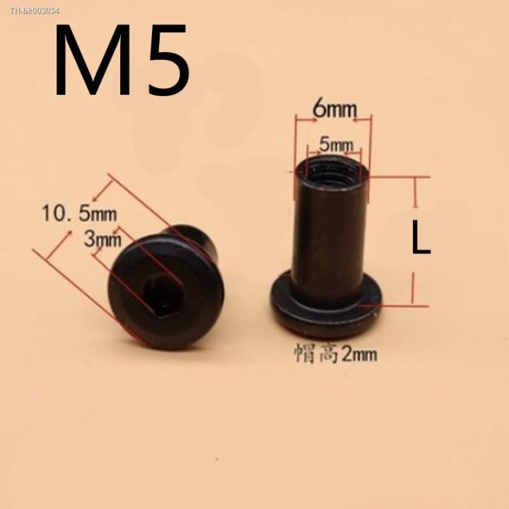10pcs-m3-m4-m5-m6-black-zin-plated-large-flat-hex-hexagon-socket-head-rivet-connector-insert-joint-sleeve-cap-butt-nut