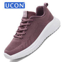 UCON รองเท้าผ้าใบน้ำหนักเบารองเท้าวิ่งสบายสตรีมีสไตล์รองเท้าตาข่ายลูกไม้ระบายอากาศของผู้หญิงรองเท้าผ้าใบสตรี35-42