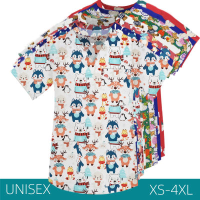 New Uniform Animal Printed Nurse Women Short Sleeve Work Overalls Blouse Scrubs Nursing Accessories Uniforms Scrubs Tops