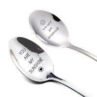 Lettering Coffee Spoon Long Handle Tea Ice Cream Tableware Valentines Day Dessert Spoon New Year Gift Household Use Teaspoon