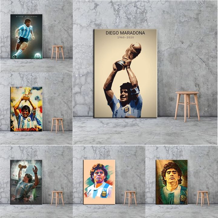 diego-maradona-โปสเตอร์-super-star-ภาพวาดสีน้ำมันผนังผ้าใบฟุตบอลนักกีฬาผ้าใบสิ่งพิมพ์ห้องนั่งเล่นตกแต่งผนังปกใหม่