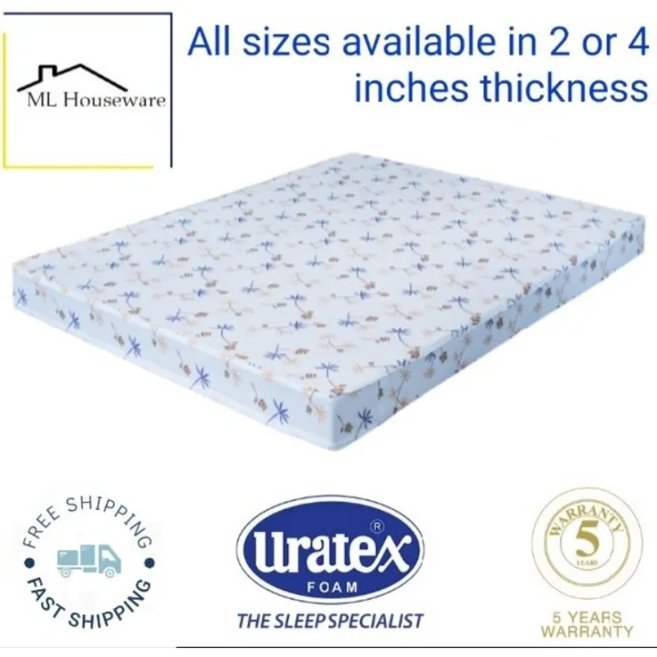 Uratex foam with cover 2 and 4 inch thick 5 years warranty single