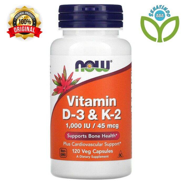 vitamin d3 & k2 1000 iu / 45 mcg now foods 120 veg capsules (L5T1) vitamin d3 10000 iu