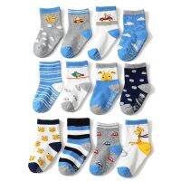 12Pairs/lot Childrens Anti-slip Boat Socks for Boys Girl Socks Floor Sock with Rubber Grips 1-5 Years