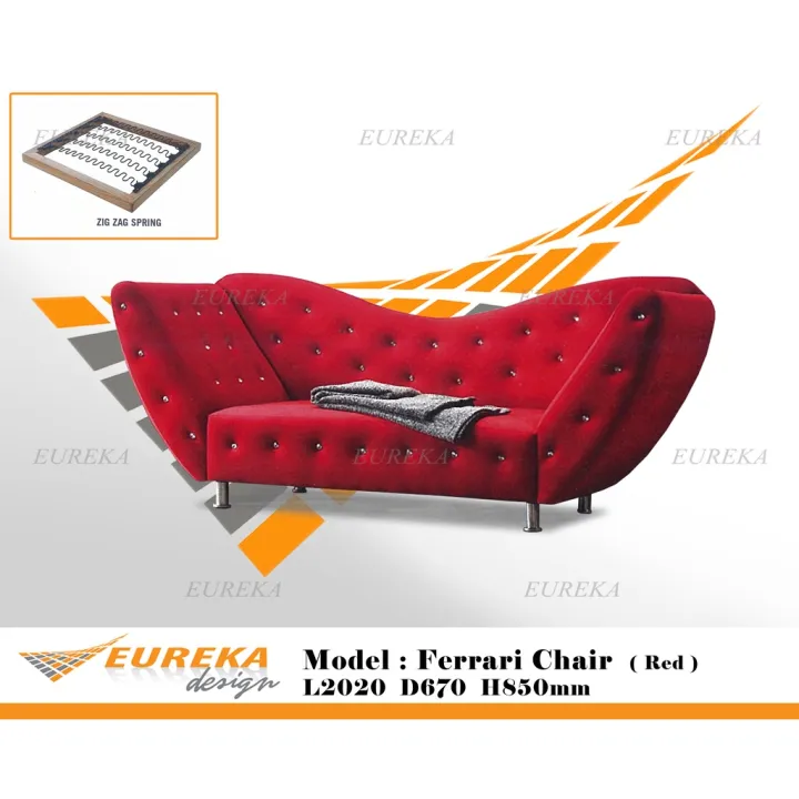 EUREKA 3 Seater Sofa Diamond Wing Couch Modern Luxury Upholstery Fabric