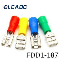 ฉนวนไฟฟ้า Fdd1-187ตัวเมียสำหรับขั้วต่อ22-16 Awg ขั้วต่อสายไฟ100ชิ้น/แพ็ค Fdd1.25-187 Fdd