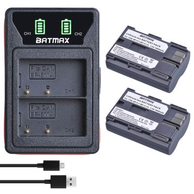 2X BP-511A BP-511 BP 511 511A BP511 BP511A + LED USB Dual Charger สำหรับ EOS 40D 300D 5D 20D 30D 50D 10D D60 G6