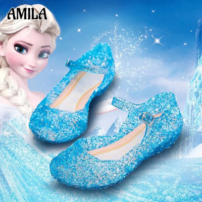 AMILA รองเท้าแตะเด็กผู้หญิง หญิงสีลูกอมรองเท้าแตะคริสตัล ใสเที่ยว นุ่ม เบา ใส่สบาย รองเท้าเด็กผู้หญิง