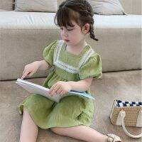 Girls dress 2023 summer new hubble-bubble sleeve princess children web celebrity western style in the wear skirts