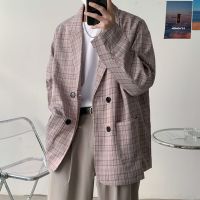 ZZOOI Privathinker 2023 Spring Men Blazer Basic Plaid Korean Suit Casual Oversized Fashion New Male Jacket Vintage Unisex Coat Clothes