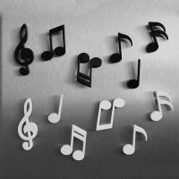 ♕✐ 6pcs Music Note Magnet Black Music Musical Notation Refrigerator Sticker Whiteboard Message Fridge Magnetic Stickers