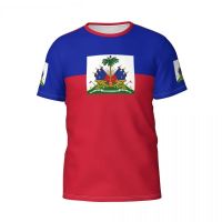 หมายเลขชื่อที่กำหนดเองเฮติธงตราสัญลักษณ์ 3D เสื้อยืดผู้ชายเสื้อยืดผู้หญิงเสื้อฟุตบอลแฟนของขวัญเสื้อยืด