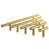 Gold Kitchen Door T Bar Straight Handle Knobs Cabinet Pull Diameter 10mm Stainless Steel Handles Furniture Handle