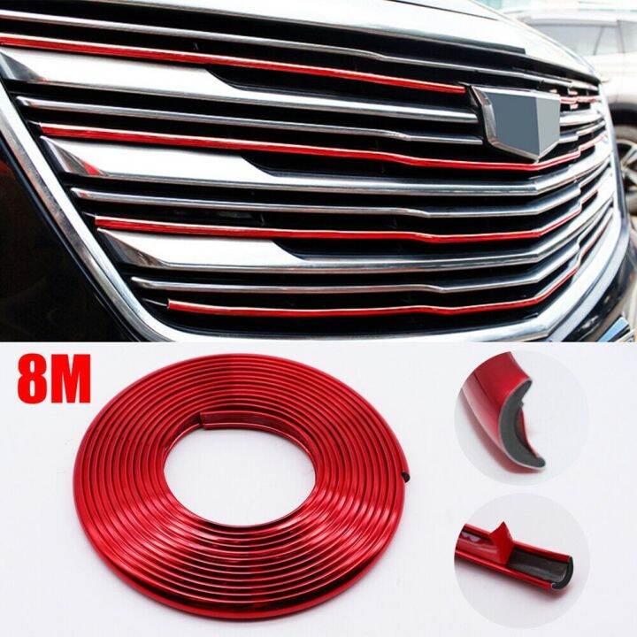 Red Rubber Car Front Grill Guard Trim Molding Wheel Hub Protector