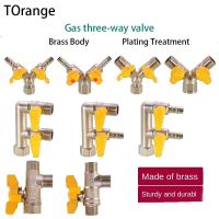 Natural Gas Stove Three-way Ball Valve 1/2 Inch Brass Valve Switch Natural Gas Pipe Needle Mouth Socket Fittings Pipe Fittings  Accessories