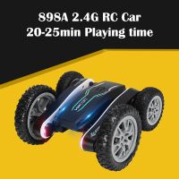 898A RC Stunt Car Flower Stunt Car Twisting Torsion Arm 180 Degree Double-Side Tumbling LED Lights Dancing Four-wheel Drive Toys