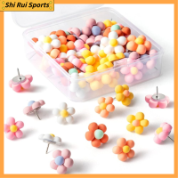 SHIRUI 36PCS 36ชิ้นค่ะ ดอกเดซี่ โบโฮ สีสันสดใส หมุดปักดอกไม้ ตะปูหัวแม่มือลายดอกไม้สีชมพู ตกแต่งด้วยการตกแต่ง หมุดกดหมุด ภาพติดผนัง