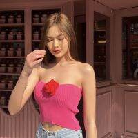 เกาะอก ดอกไม้ / Rosever crop-top (Pink) / Foundainty.bkk