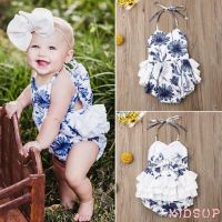 COD DSFERTEREERRE KIDSUP-Baby Girl Floral Ruffle Bowtie Behind Sleeveless Backless Romper