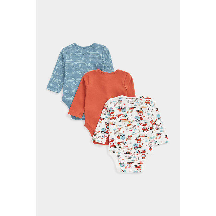 ชุดบอดี้สูทเด็ก-mothercare-trucks-long-sleeved-bodysuits-3-pack-cd313