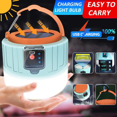 Solar LED Camping Light USB Rechargeable Bulb For Outdoor Tent Lamp Portable Lanterns Emergency Lights For BBQ Hiking