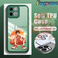 Jingsanc เคสโทรศัพท์พร้อมฟิล์มติดเลนส์สำหรับ Huawei Nova Y90 Y71 Y70 9 SE Onor X8 5G X8A X8 4G X7A X7 X6บาสเกตบอลชายเคสโทรศัพท์สีเขียวกันกระแทก TPU ซิลิโคนเนื้อนิ่มโปร่งใส K001-4