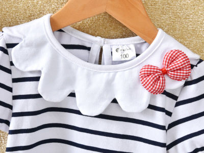 Girls Shirt Kids ShirtCotton Short-sleeved Striped T-shirt, nd Shirt