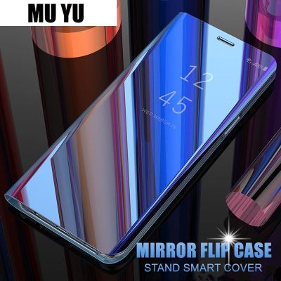 （SPOT EXPRESS）กระจกสมาร์ทโทรศัพท์มือถือแบบพับสำหรับ Samsung Galaxy Note 10 Plus A6 A7 A9 J4 J6 2018 A10E A20e A30 A40 A50 A70ฝาปิดหนังตั้งเป็นฐานได้