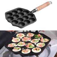 14 หลุม Takoyaki กระทะเหล็กหล่อ Nonstick Octopus ลูกชิ้นแม่พิมพ์ Maker พร้อมที่จับที่ถอดออกได้สำหรับบ้านแพนเค้กเบเกอรี่