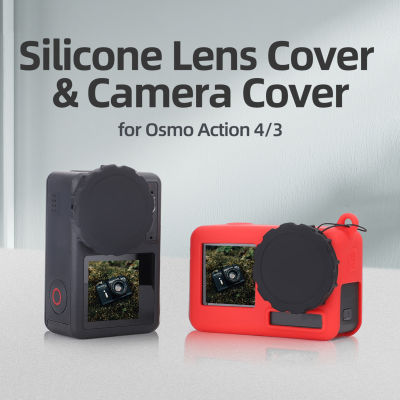 ปกป้องเลนส์สำหรับกล้องเลนส์กล้องถ่ายรูปกันชนป้องกันเลนส์กล้องถ่ายรูปสำหรับ Osmo Action 4/3 2ชิ้นฝาครอบเลนส์ซิลิโคนพร้อมสายคล้องป้องกันรอยขีดข่วนฟิล์มกันรอยความละเอียดสูงการวางตำแหน่งสมบูรณ์แบบ