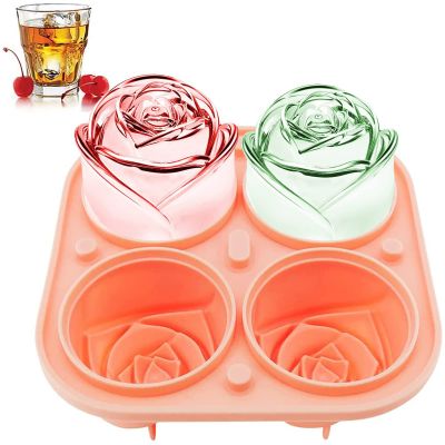 Silicone Rose Ice Cube Molds with Lid 3D Rose Flower Shape Reusable Ice Cube Tray Ice Cream Maker Tool Kitchen Accessories Ice Maker Ice Cream Moulds