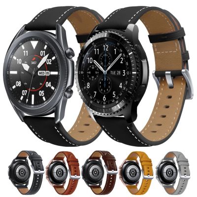 ✒☃◊ สายหนังสำหรับ Samsung Galaxy นาฬิกา4/5 40มม. 44มม. เกียร์ S3 S2 Watch5 Pro 45มม. Galaxy 46มม. สร้อยข้อมือสมาร์ทสายนาฬิกา20มม. 22มม.