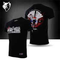 VSZAP Muay Thai Action Jujitsu Casual MMA เสื้อยืดเสื้อยืดต่อสู้ศิลปะการต่อสู้ฟิตเนสการฝึกอบรมหมาป่ามวยเสื้อยืด