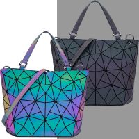 ∏⊕ Luminous bao big bag Holographic reflective geometric bags for women 2020 Quilted Shoulder Bags female Handbags bolsa feminina