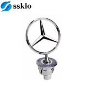 (Ssklo) Bonnet โลโก้แนวตั้งสำหรับ Mercedes Benz W210 W220 W211 W204 W212ฝาปิดเครื่องยนต์ขาตั้งสัญลักษณ์เงินข้าวสาลีหูด้านหน้า Badge