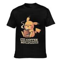 2023ใหม่ล่าสุดขายเสื้อยืดผู้ชายไม่มีกาแฟไม่มี Workee Pikachu โปเกมอนมาใหม่ผู้ชาย Appreal