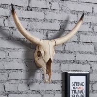 B Deer Bull Cow Goat Skull Head Wall Hanging Decor 3D Animal Sculpture Figurines Crafts Horns For Home Halloween Decoration