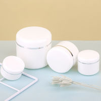 【LuckShops】BEAUTYBIGBANG 1PC Empty White Plastic Round Bottles with Inner Liner and Refillable Screw Lid for Cream Makeup Eyeshadow Lip Balm Storage Lotion