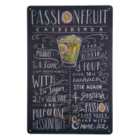 ป้ายสังกะสีวินเทจ วิธีทำ Passion Fruit Caipirinha, ขนาด 20x30 ซม