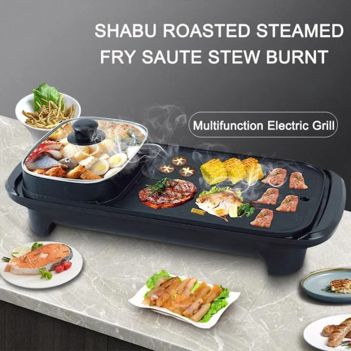 DS999 Original 2In1 Electric Hot Pot Oven Non Stick Electric Grill