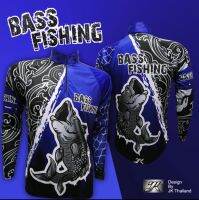 เสื้อตกปลา JK THAILAND ลาย BASS FISH สีน้ำเงิน  ป้องกันรังสี UV 80-90% สีไม่ตก แห้งเร็ว