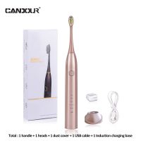 【Prime deal】 CANDOUR แปรงแปรงไฟฟ้าเสียงโซนิกชาร์จไฟได้ CD-5168 IPX8กันน้ำได้15โหมดเครื่องชาร์จ USB เปลี่ยนหัว