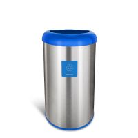 Gal / 50L Blue Trash Can, Open Top, Fingerprint-Resistant Stainless Steel with Recycle Magnet Garbage bag holder Mini cubo basur