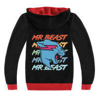 Mr Beast Lightning Cat สีดำ/ สีเทาเด็กแขนยาว3-16ปีฤดูใบไม้ผลิและฤดูใบไม้ร่วงแจ็คเก็ตสำหรับชาย15ปีหญิง Hooded Zipper เสื้อกันหนาวผ้าฝ้าย + โพลีเอสเตอร์เสื้อผ้าเด็ก