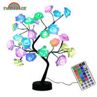 Twister.CK 17 Colors Rose Tree Lamp With Remote Control 7 Speed 4H/6H/8H Table Lamp For Mother Day Christmas Valentine Day Wedding Decor